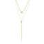 Layered Lariat Chain Rose Silver Gold Plated CZ Brass Necklace Bulk