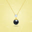 Elegant Black Beads Round Rose Silver Gold CZ Brass Necklace Wholesale