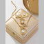 Geometric White Pearl 18K Gold Anti Tarnish Stainless Steel Snake Chain Necklace Earring Ring Set For Women