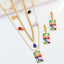 Multi Gold Stainless Steel Anti Tarnish Necklace Earring Set Kids Bulk