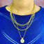 Baguette CZ Gold Anti Tarnish Three Layer Link Chain Necklace Bulk