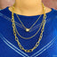 Drum CZ 18K Gold Anti Tarnish Three Layer Link Chain Necklace Bulk