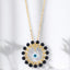 Evil Eye Floral Rose Silver Gold CZ Black Beads Brass Necklace Bulk