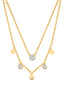 Double Layer Disc Charm Rose Silver Gold Plated CZ Brass Necklace Bulk