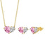 Heart Cut Pink & White Gold Silver CZ Copper Necklace Earring Set Bulk