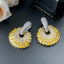 Baguette Yellow Silver Cubic Zirconia Crystal Anti Tarnish Hoop Dangler Earring For Women