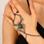 Wholesale Green Black Spider Black Rhinestone Ring-Bracelet For Women