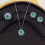 Sunflower Blue Green Gemstone Silver CZ Necklace Earring Ring Set Bulk