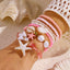 Pink Layered Trendy Beach Style Gold Pearl Beads Bracelet Wholesale