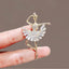 Gold Dancing Ballerina Cubic Zirconia Copper Brooch For Women Bulk