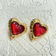 Heart Crystal 18K Gold Red Green Anti Tarnish Stud Earring Women Bulk