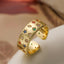 Rainbow 18K Gold Cubic Zirconia Anti Tarnish Free Size Band Ring Bulk