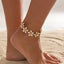 Beach White Flower Charm Gold Plated Enamel Anklets For Women Bulk