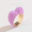 Heart 18K Gold Red Pink Black Enamel Ring For Women Bulk
