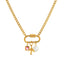 Multi Color Trendy Carabiner Charm Gold Plated CZ Copper Necklace Bulk