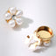Luxury White Floral Pearl Cluster Gold Plated CZ Brass Button Cover Bulk