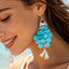 Designer Evil Eye Silver Plated Blue Beaded Tassel Drop Earrings Bulk