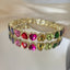 Multi Color Heart Tennis Rectangle Cubic Zirconia Copper Bracelet Bulk