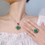 Simulation Green CZ Silver Anti Tarnish Necklace Ring Set Bulk