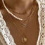 Multi Layer Gold Chain White Pearl Blue Evil Eye Sun Charm Necklace Bulk