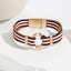 White Red Blue 18K Gold Leather Strand Bracelet Wrist Band Women Bulk