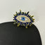 Shadow Eyelash Evil Eye CZ 18K Gold Blue Adjustable Ring Bulk