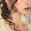Red Blue Flower Gold Pearl Alloy Dangler Earrings For Women Bulk