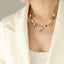 Drop Pearl Blue Purple 18K Gold Anti Tarnish Necklace Chain Women Bulk