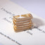 Multi Layer Square Design Gold CZ Copper Anti Tarnish Cocktail Ring Bulk