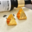Gold Silver Geometric Textured Triangle Copper Drop Earrings Women Bulk
