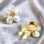 Wholesale White Premium Flower Style Gold Pearl Brass Button Cover