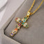 Rosery Cross Over Rainbow 18K Gold Plated Anti Tarnish Necklace Pendant Chain For Women