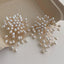 White Designer Floral Teardrop Gold Pearl Copper Drop Earrings Bulk