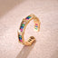 Luxury Gold Plated Multi Color Baguette Open CZ Copper Fancy Ring Bulk