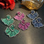 Wave Flower Studded CZ Crystal Green Blue Dangler Earring Bulk
