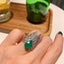 Feather Green Silver Anti Tarnish Free Size Ring For Women Bulk