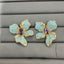 Floral Gold Turquoise Purple CZ Copper Stud Earrings & Ring Set Bulk