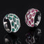 Oval Silver Maroon White Cubic Zirconia Crystal Free Size Ring Bulk