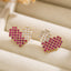 Heart Pink 18K Gold Cubic Zirconia Anti Tarnish Stud Earring Bulk