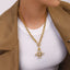 Cross Rectangle Solitaire 18K Gold Cubic Zirconia Pearl Anti Tarnish Stainless Steel Necklace Pendant Chain For Women