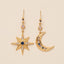 Star Moon 18K Gold CZ Anti Tarnish Dangler Hoop Earring Bulk