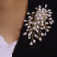 White Luxury Floral Burst Gold Pearl Copper Anti Tarnish Brooch Bulk