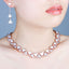 Modern White Shell Rose Gold Plated CZ Copper Necklace Earring Set Bulk