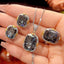 Black Classic Oval Gold Silver Plated CZ Copper Necklace Combo Set Bulk