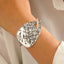 Designer Textured Oval Plate Sand Dollar Charm Silver Bracelet Bulk