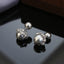 Designer Double Pearl Silver Plated CZ Copper Stud Earrings Bulk