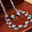 Square CZ Crystal Ruby Red Blue Silver Necklace Earring Set Bulk