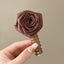 Brown White Rose Flower Spiral Hair Tie Fabric Hair Accessories Bulk