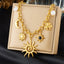 Celestial Sun Moon Pearl Gold Plated Charm Stainless Steel Necklace Bulk