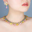 Elegant Gold Tone Pink Yellow White CZ Copper Necklace Earring Set Bulk